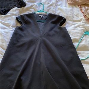 Black mini V neck cut dress